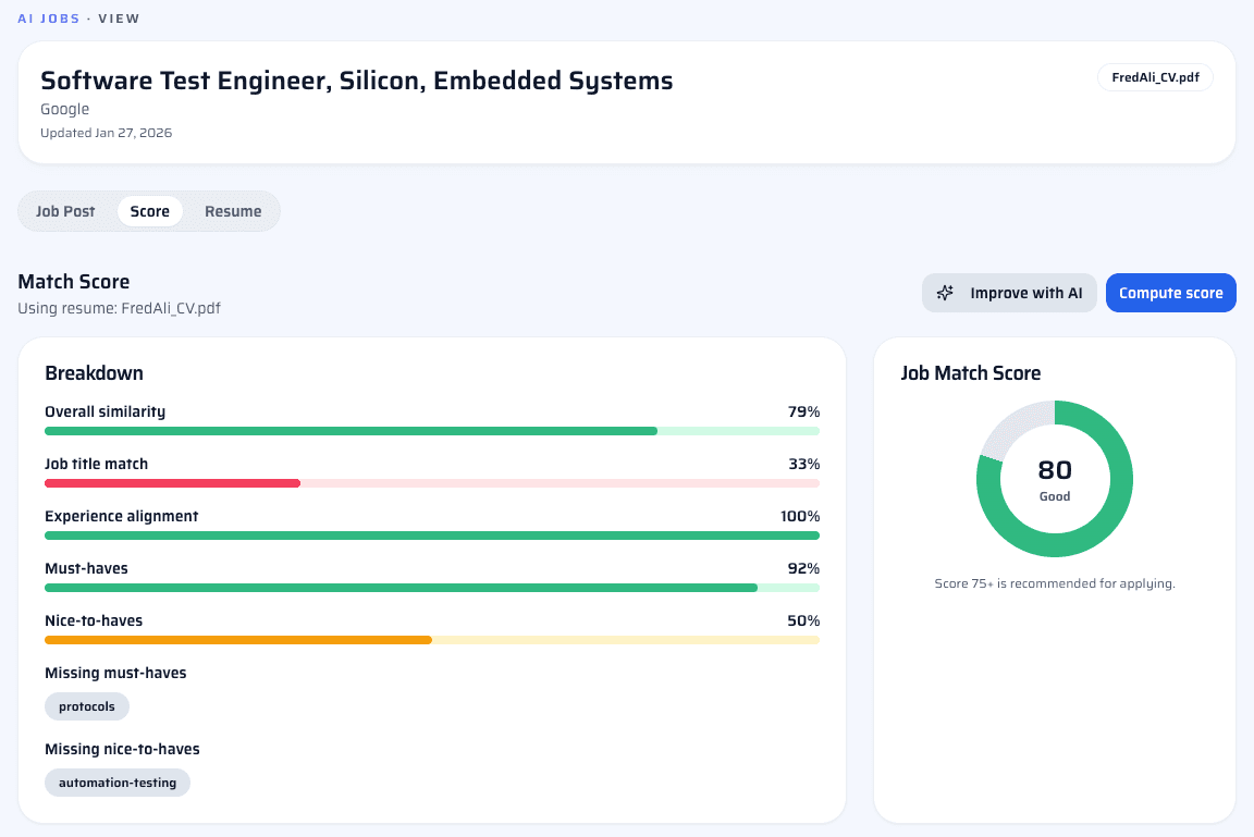 AI job matching preview