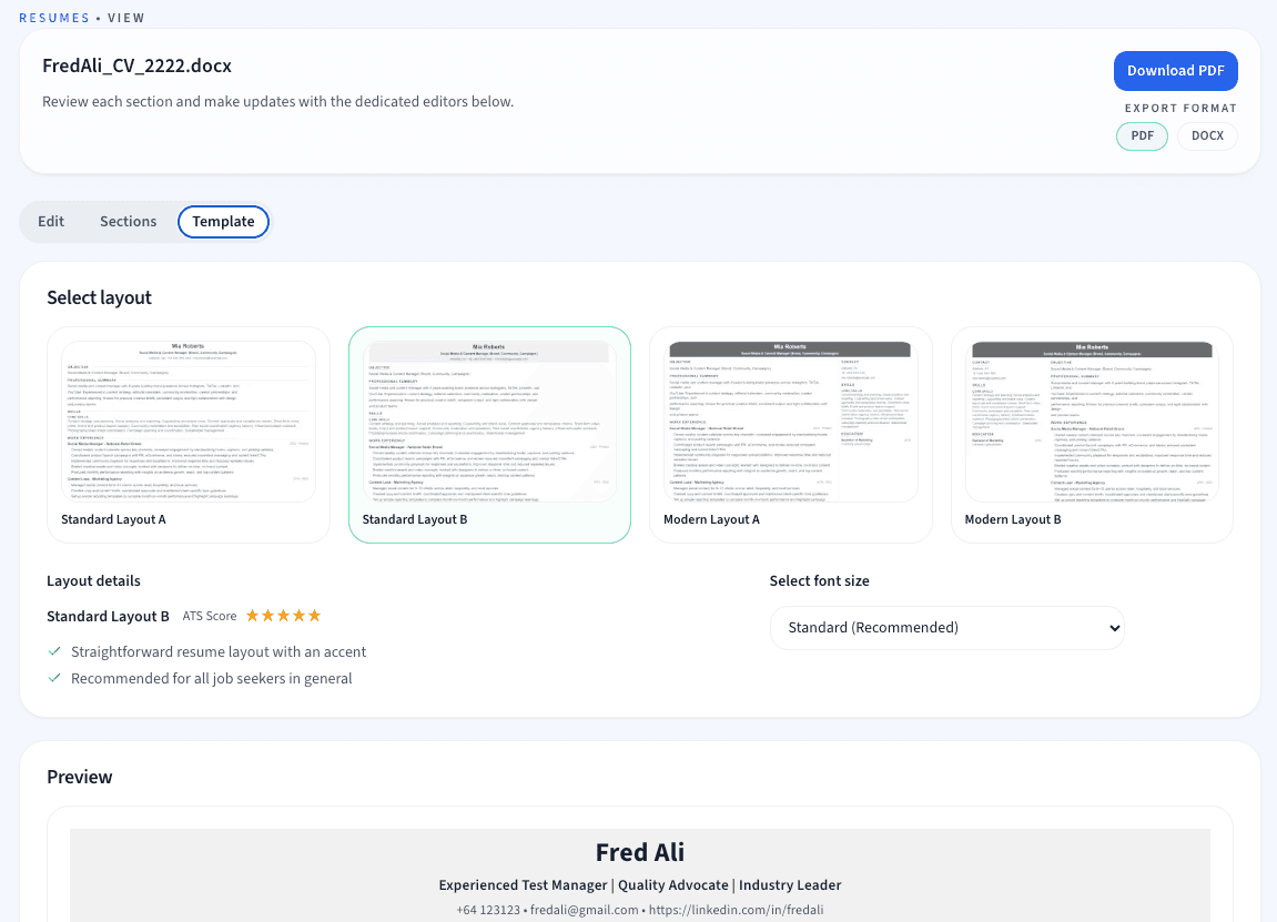 AI resume tailor preview
