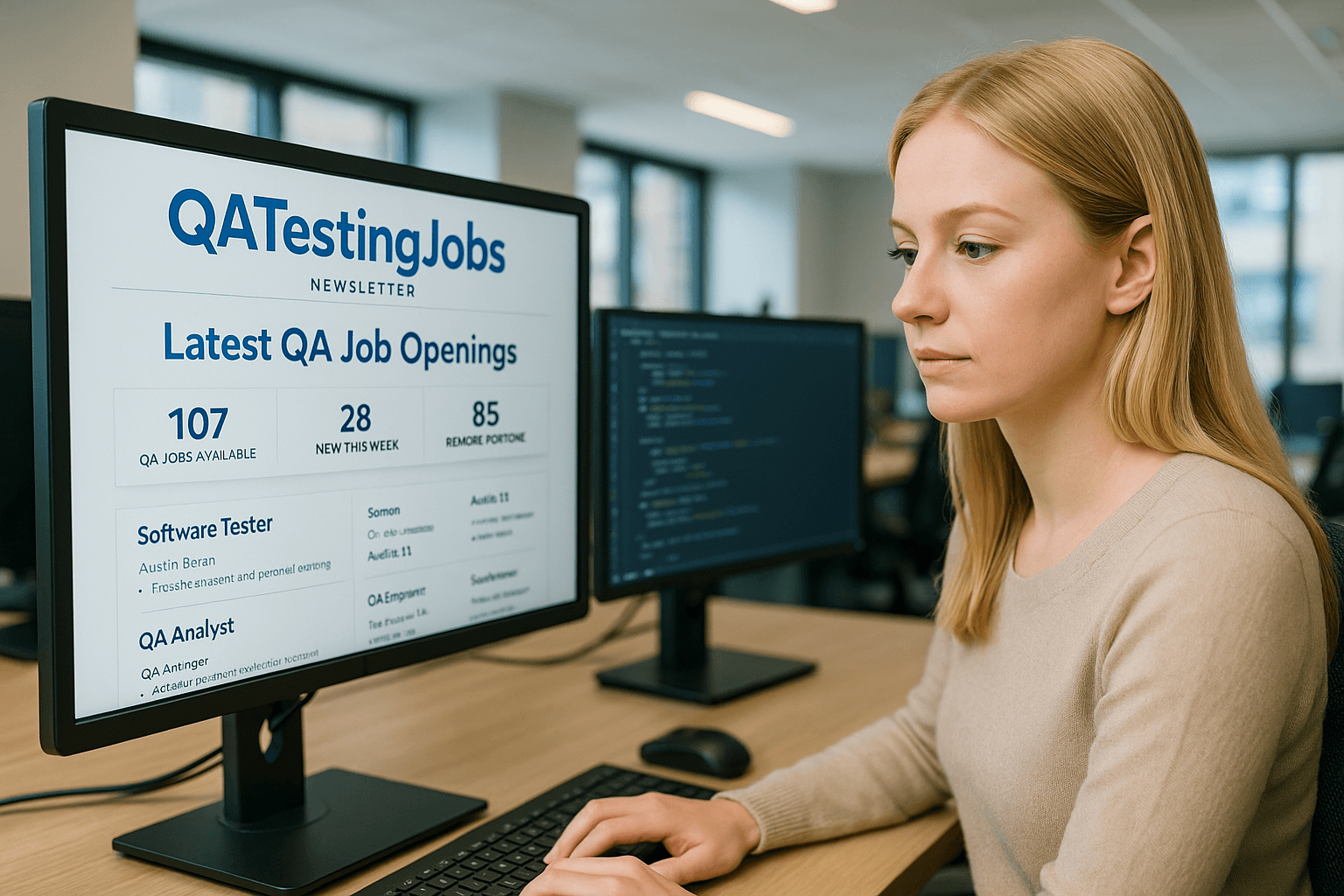 Tester reading the newsletter