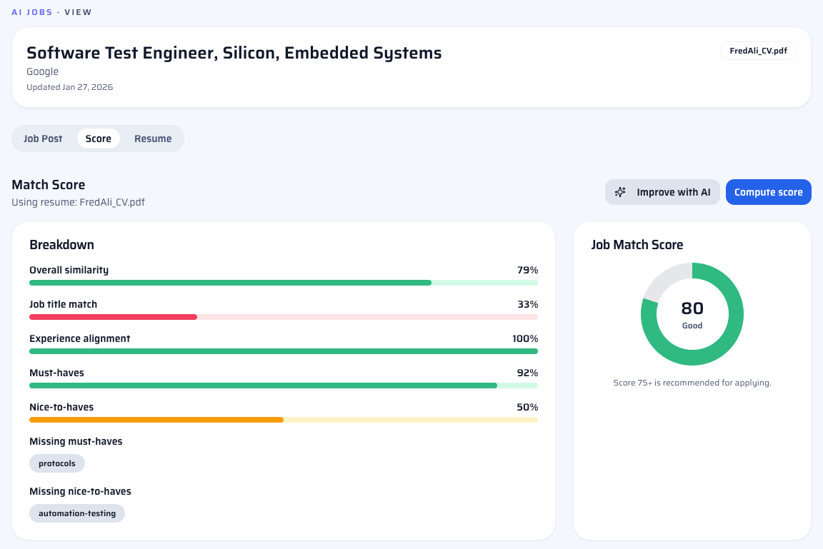 AI job matching preview