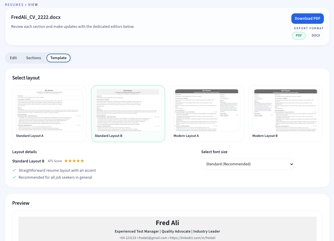 AI resume tailor preview