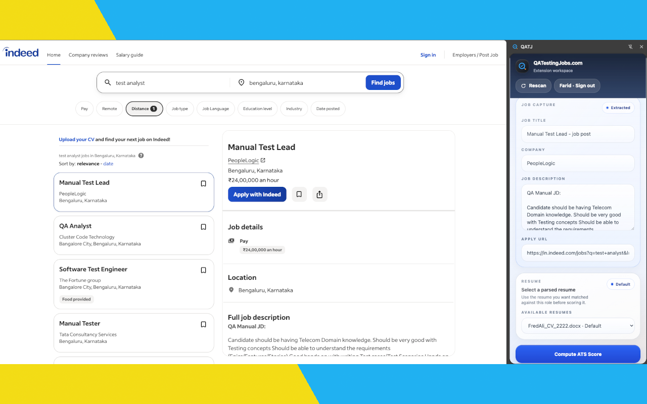 QATJ - Job Scanner account connection preview